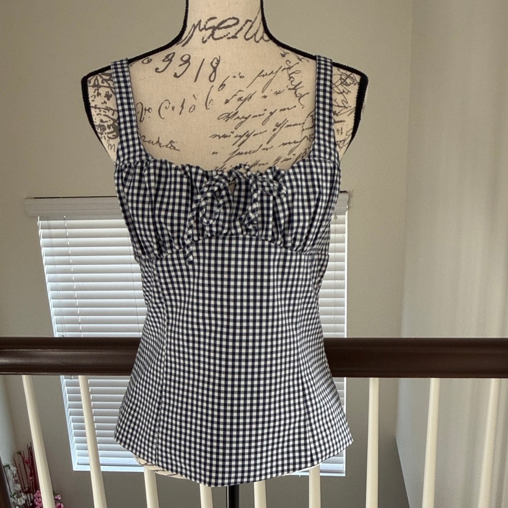 Zara Black and White Gingham Ribbed Camisole